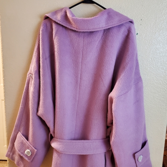Nasty Gal Collection Plus Size Purple Belted Maxi Long Festival Winter Coat - Picture 14 of 16